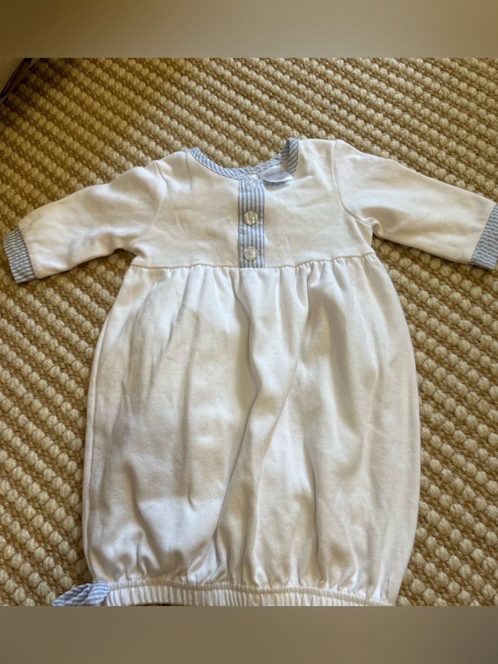 Classic White Baby One-Piece Bodysuit with Blue Trim